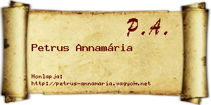 Petrus Annamária névjegykártya